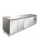Tavolo refrigerato in acciaio Inox AISI 304 ventilato  - 4 porte - capacità 522 Lt. - temp. -2° +8°C - GN 1/1 - mm 2230x700x860h