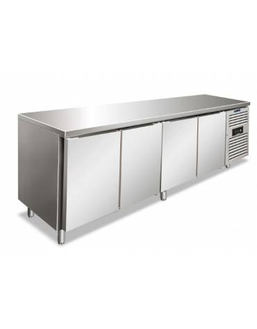 Tavolo refrigerato positivo 4 Porte TN ventilato -2° +8°C in acciaio inox - Classe C - cm 223x70x86h