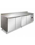 Tavolo refrigerato con alzatina 4 Porte ventilato -2° +8°C in acciaio inox AISI 304 -Classe C-Tropicalizzato -cm 223x70x96h