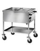 Carrello termico inox bagnomaria a temperatura differenziata 2x1/1 GN cm 84x65x85h