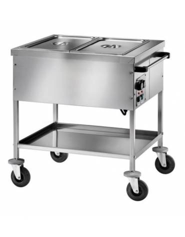 Carrello termico inox bagnomaria a temperatura differenziata 2x1/1 GN cm 84x65x85h