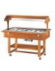 Carrello caldo bagnomaria in legno, Temperatura +30 / +90°C - 4xGN1/1 - colore Noce - cm 148x112x141h