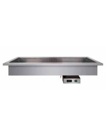 Vasca riscaldata bagnomaria da incasso in acciaio inox - Vaschette 4xGN1/1 - Temperatura +30° / +90°C