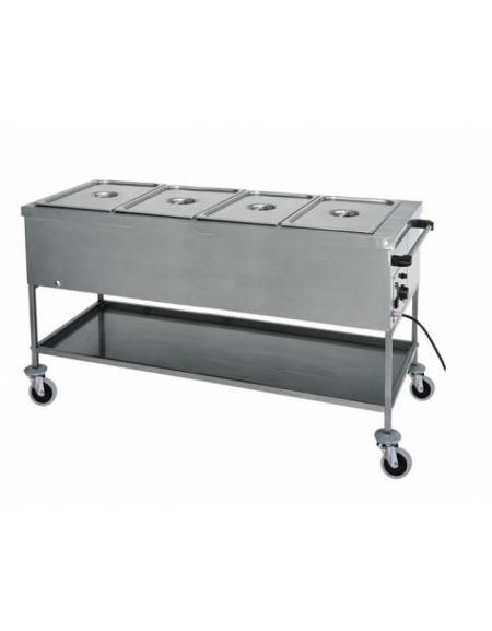Carrello termico in acciaio inox con resistenza a secco 4x1/1 GN (senza acqua) cm 148x65x85h