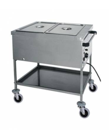 Carrello termico in acciaio inox con resistenza a secco 2x1/1 GN (senza acqua) cm 84x65x85h