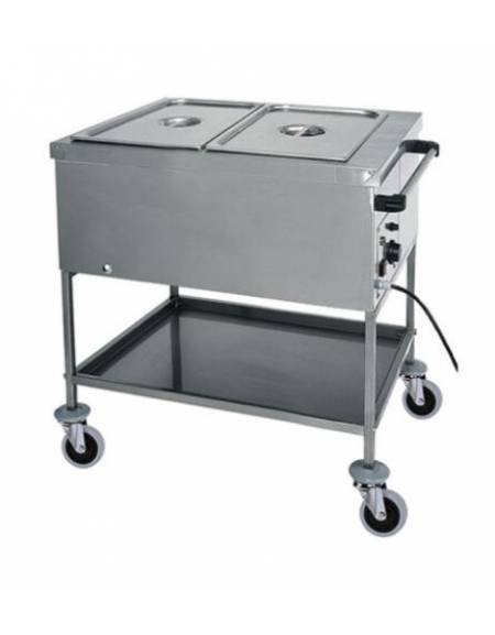 Carrello termico in acciaio inox con resistenza a secco 2x1/1 GN (senza acqua) cm 84x65x85h