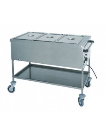 Carrello termico in acciaio inox con resistenza a secco 4x1/1 GN (senza acqua) cm 148x65x85h