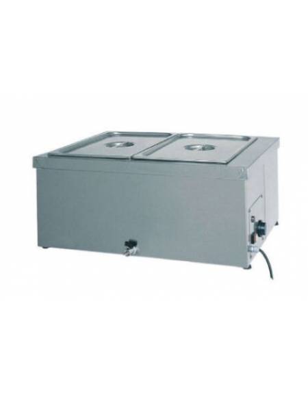 Tavola calda da banco bagnomaria, in acciaio inox AISI 304 - capacità 2x 1/1 GN - cm 78x60x32h