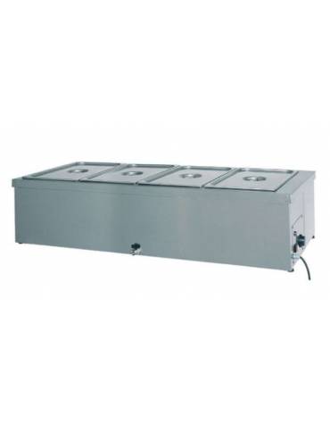 Tavola calda da banco inox bagnomaria - capacità 4x 1/1 GN cm 144x60x32 h