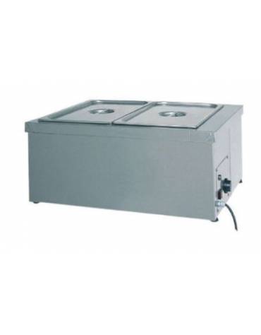Tavola calda da banco inox con resistenza a secco - capacità 2x 1/1 GN cm 78x60x32 hh