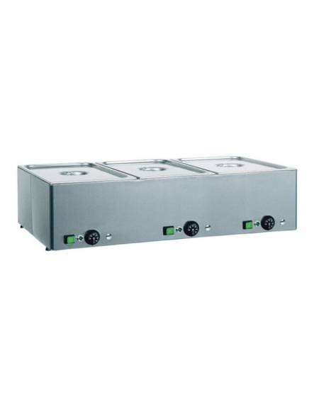 Tavola calda da banco inox bagnomaria - capacità 3x 1/1 GN - potenza 3x1000w - cm 99x54x22h