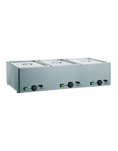 Tavola calda da banco inox bagnomaria - capacità 3x 1/1 GN cm 99x54x22h