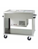 Carrello espositore refrigerato +2° +10°C in acciaio inox - 3 x GN1/1 - cm 124x72x94h
