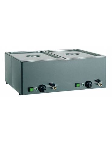 Tavola calda da banco inox bagnomaria - capacità 2x 1/1 GN cm 66x54x22h