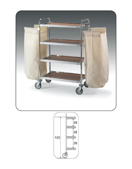 Carrello portabiancheria 4 piani cm 87x52x130h