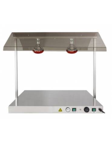 Piano caldo inox con 2 lampade a raggi infrarossi - cm 85x64x80h