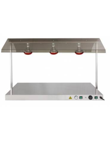 Piano caldo inox con 3 lampade a raggi infrarossi cm 127x68x80h