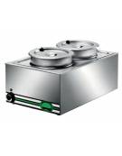 Tavola calda da banco inox bagnomaria - capacità 2x 1/1 GN cm 57x37x28h