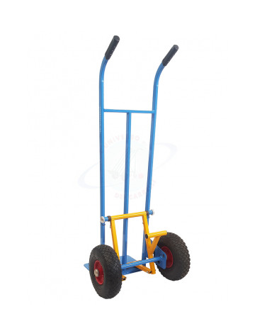 Carrello portacasse con scaricafacile - 2 ruote pneumatiche - cerchio in acciaio Ø cm 26 - cm 51x53x125h