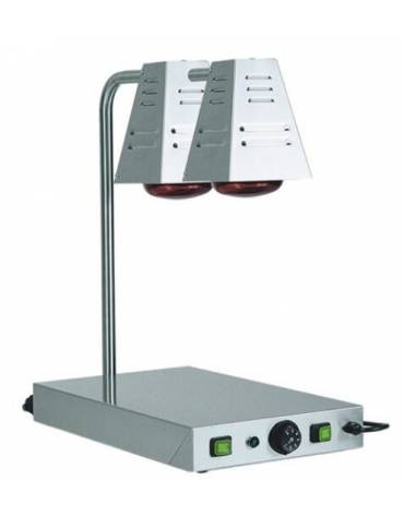 Piano caldo inox con 2 lampade a raggi infrarossi cm 58x33x68h