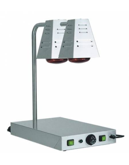 Piano caldo inox con 2 lampade a raggi infrarossi cm 58x33x68h