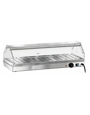 Vetrina riscaldata in acciaio inox AISI 304, 1 piano - con umidificazione - cm 85x35x25h
