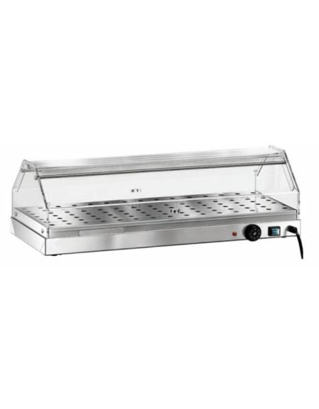 Vetrina riscaldata in acciaio inox AISI 304, 1 piano - con umidificazione - cm 85x35x25h