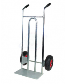 Portacasse zincato - 2 ruote pneumatiche cerchi nylon Ø cm 26 - cm 56x45x110h - Pala di carico cm 40x16