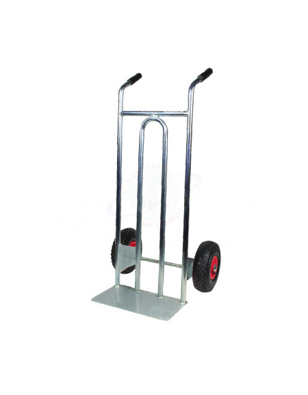 Portacasse zincato - 2 ruote pneumatiche cerchi nylon Ø cm 26 - cm 56x45x110h - Pala di carico cm 40x16