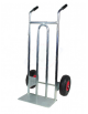 Portacasse zincato - 2 ruote pneumatiche cerchi nylon Ø cm 26 - cm 56x45x110h - Pala di carico cm 40x16