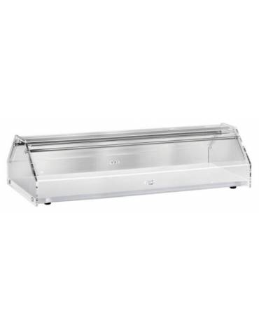Vetrina porta brioches e croissant, piano in legno colore Laccato Bianco e 2 antine in plexiglass apribili - cm 85x35x21h