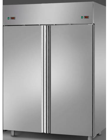Armadio Combinato Refrigerato GN 2/1 in Acciaio Inox a doppia temperatura (TN + TN) con 2 porte CM 142X80x203H