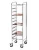 Carrello portavassoi rinforzato inox - pannelli laterali perfex bianco-10 vassoi  GN - cm 45x62x174h