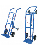 Carrello portabombole monoposto lt.40/50 trasformabile ruote con freno 2 ruote in gomma piena Ø cm 20 - cm 44x44x125h