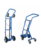 Carrello portabombole monoposto lt.40/50 trasformabile ruote con freno 2 ruote in gomma piena Ø cm 20 - cm 44x44x125h