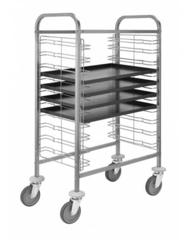 Carrello portateglie in acciaio inox - capacità 10 teglie  60×40 cm e bacinelle GN1/1 6,5h - cm 67x46x117h