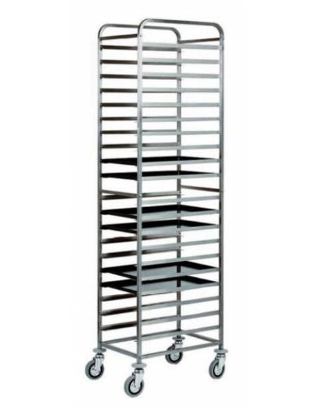 Carrello portateglie in acciaio inox - portata 20 teglie 60x40, interteglia distanza fra le guide 6 cm - cm 52x72x182h