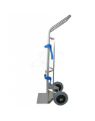 Portabombola ossigenoterapia inox lt.40 monoposto - 2 ruote gomma grigia Ø cm 20 - cm 44x40x125h