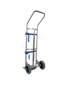 Portabombola ossigenoterapia inox lt.40 monoposto - 2 ruote gomma grigia Ø cm 20 - cm 44x40x125h