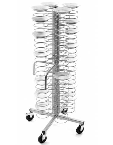 Carrello portapiatti a colonna - portata 96 piatti 25/31 con griglie cromate - cm 70x70x173h