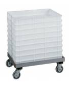Carrello vasca portacassette, inox senza manico per conduzione - cm 62x42x20h
