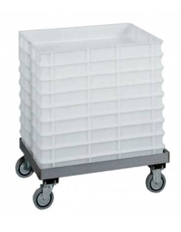 Carrello vasca portacassetti, inox senza manico per conduzione cm 62x42x20h