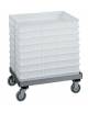 Carrello vasca portacassette, inox senza manico per conduzione - cm 62x42x20h
