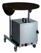 Carrello breakfast inox e legno. ripiano ribaltabile tondo colore carbon - cm Ø80x80h