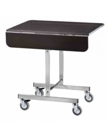 Carrello rettangolare breakfast inox e legno, ripiano ribaltabile. Colore Carbon - cm 80x53x80h