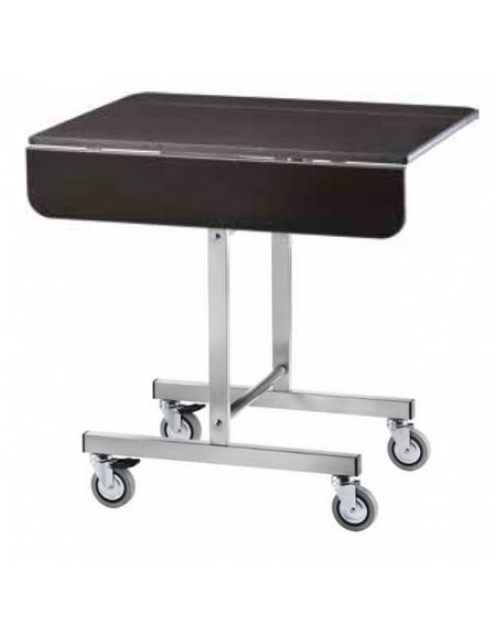 Carrello rettangolare breakfast inox e legno, ripiano ribaltabile. Colore Carbon - cm 80x53x80h