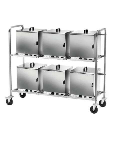 Carrello portacassette termiche inox 25x25. guide per contenere 6 cassette termiche cm 155x61x132h