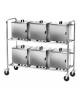 Carrello portacassette termiche inox 25x25. guide per contenere 6 cassette termiche - cm 155x61x132h
