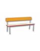 Panca asilo nido in legno con spalliera cm 200x30x30/55h - Bordo in gomma arrotondata - Colori Rosso, Blu , Giallo o Verde