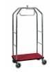 Carrello portavaligie con appendiabiti. Acciaio cromato, base in moquette Rossa - cm 95x55x190h